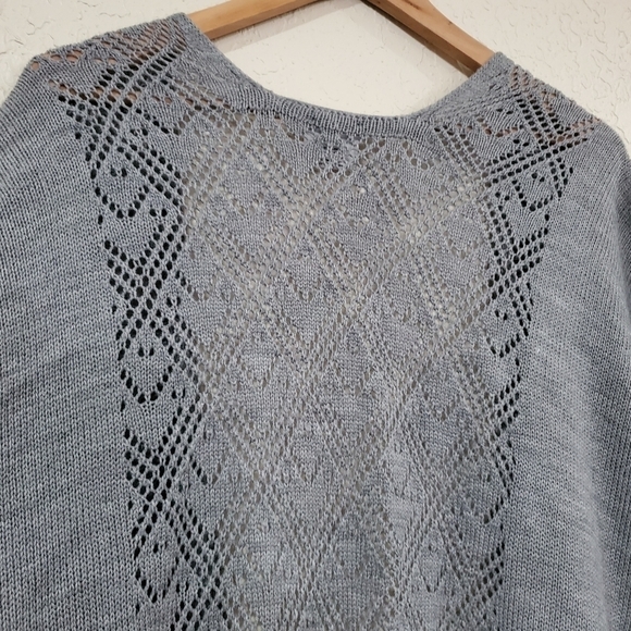 Dillard's Grey Open Gray Crochet Knit Open Cardigan One Size - Picture 7 of 9